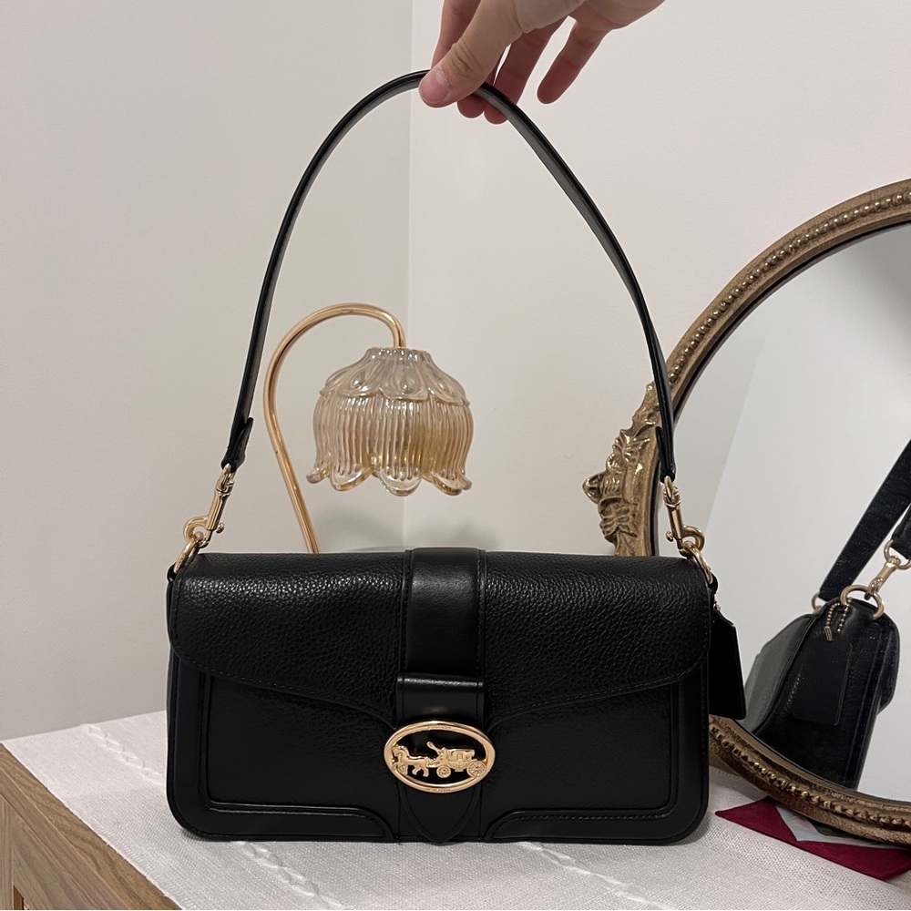 Coach Georgie Bag in Black Grain Leather